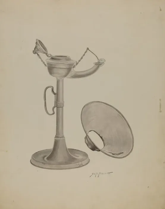 Framed Print : Pewter Lamp, c. 1941. Creator: Sydney Roberts Framed Print : Pewter Lamp, c. 1941. Creator: Sydney Roberts