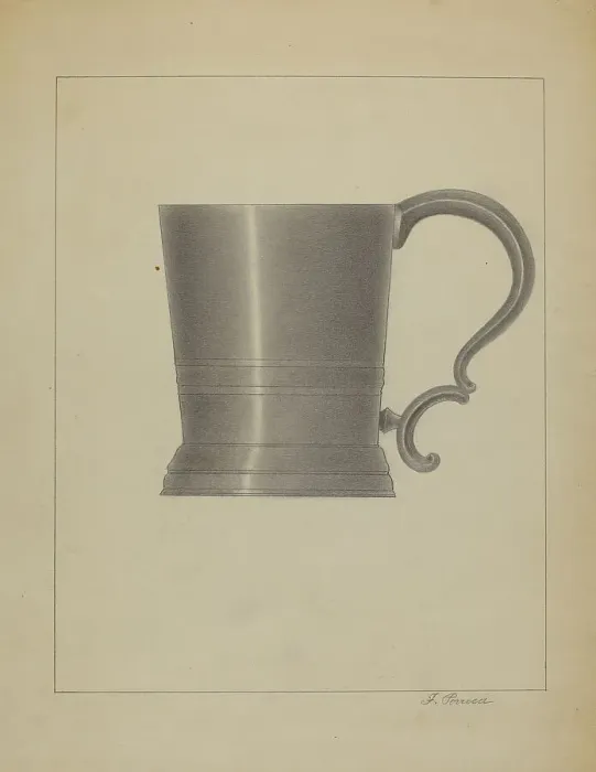 Framed Print : Pewter Mug, c. 1936. Creator: Filippo Porreca Framed Print : Pewter Mug, c. 1936. Creator: Filippo Porreca