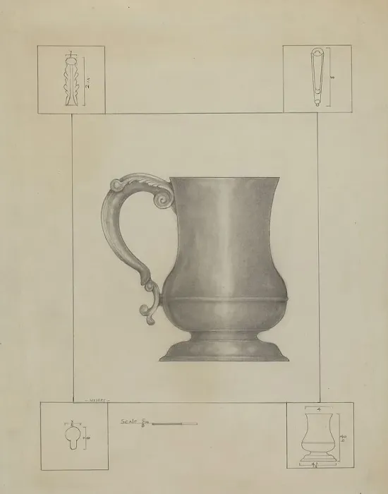 Framed Print : Pewter Mug, c. 1937. Creator: Henry Meyers Framed Print : Pewter Mug, c. 1937. Creator: Henry Meyers