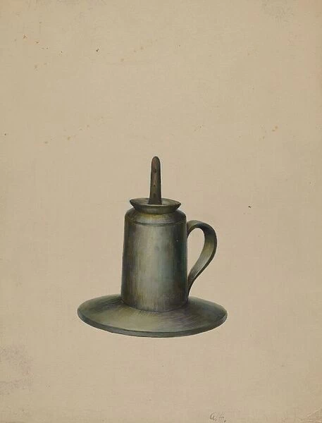Pewter Oil Lamp, c. 1938. Creator: Walter Hochstrasser