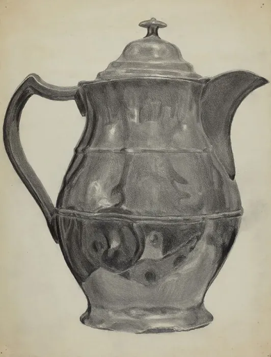 Framed Print : Pewter Pitcher, 1935 / 1942. Creator: Francis Borelli Framed Print : Pewter Pitcher, 1935 / 1942. Creator: Francis Borelli