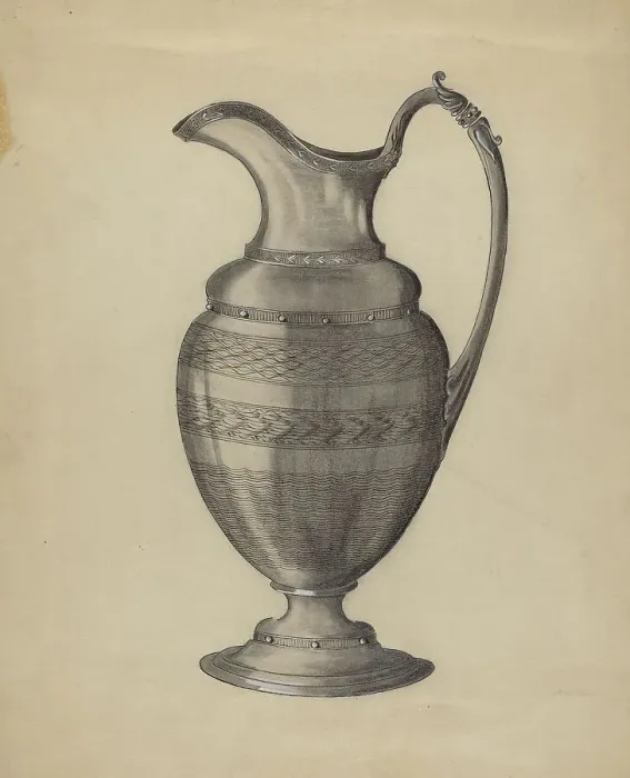 Framed Print : Pewter Pitcher, 1935 / 1942. Creator: Gertrude Schmidt Framed Print : Pewter Pitcher, 1935 / 1942. Creator: Gertrude Schmidt