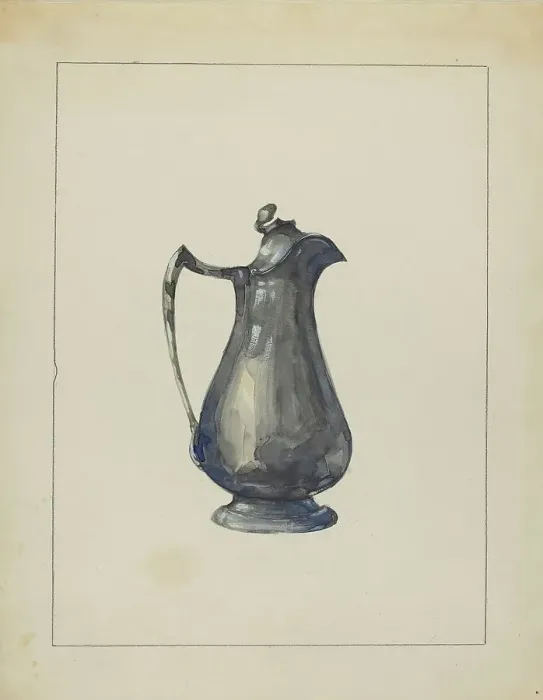 Framed Print : Pewter Pitcher, 1935 / 1942. Creator: John Oster Framed Print : Pewter Pitcher, 1935 / 1942. Creator: John Oster