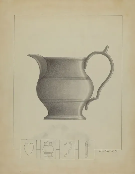 Framed Print : Pewter Pitcher, 1935 / 1942. Creator: Sidney Liswood Framed Print : Pewter Pitcher, 1935 / 1942. Creator: Sidney Liswood