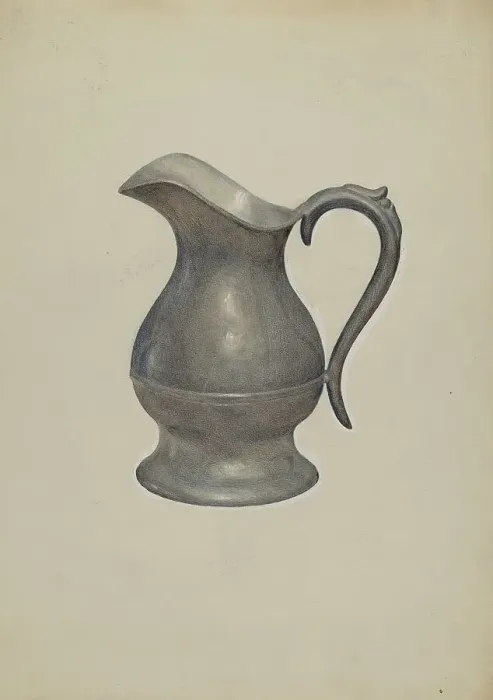 Framed Print : Pewter Pitcher, c. 1936. Creator: Francis Borelli Framed Print : Pewter Pitcher, c. 1936. Creator: Francis Borelli