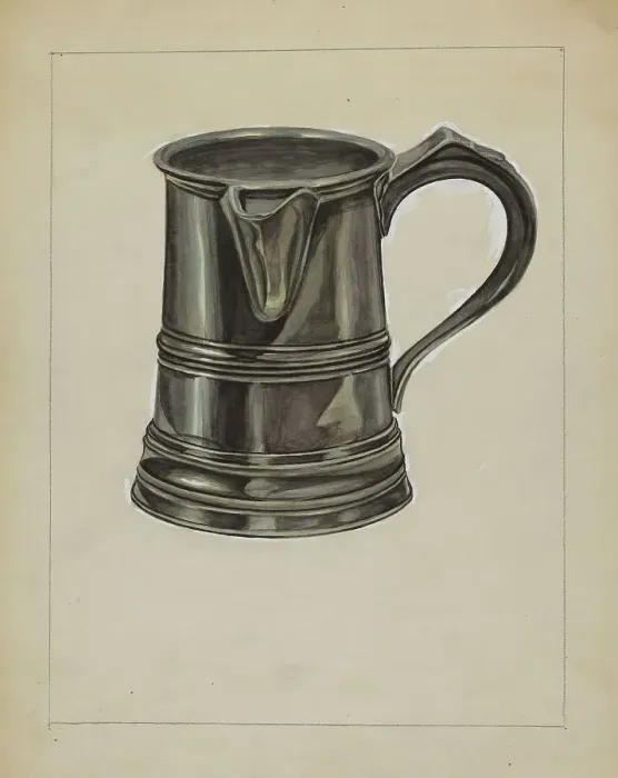 Framed Print : Pewter Pitcher, c. 1936. Creator: Hyman Pearlman