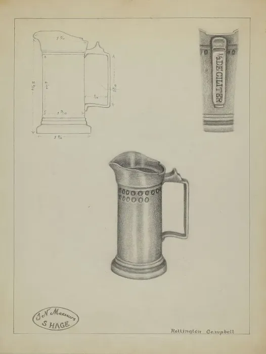 Framed Print : Pewter Pitcher, c. 1936. Creator: Rollington Campbell Framed Print : Pewter Pitcher, c. 1936. Creator: Rollington Campbell