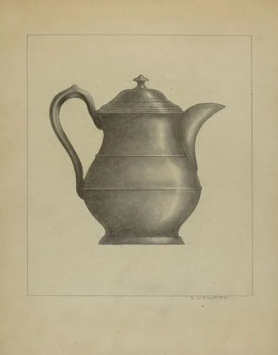 Framed Print : Pewter Pitcher, c. 1936. Creator: Sidney Liswood Framed Print : Pewter Pitcher, c. 1936. Creator: Sidney Liswood