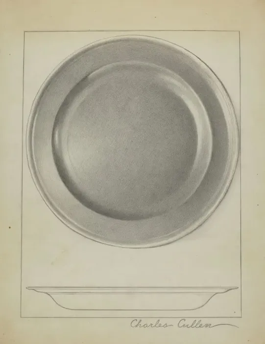 Framed Print : Pewter Plate, c. 1936. Creator: Charles Cullen Framed Print : Pewter Plate, c. 1936. Creator: Charles Cullen