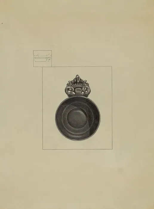 Framed Print : Pewter Porringer, 1935 / 1942. Creator: Charlotte Winter Framed Print : Pewter Porringer, 1935 / 1942. Creator: Charlotte Winter