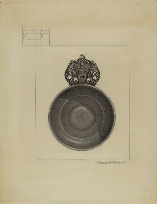 Framed Print : Pewter Porringer, 1935 / 1942. Creator: Eugene Barrell Framed Print : Pewter Porringer, 1935 / 1942. Creator: Eugene Barrell