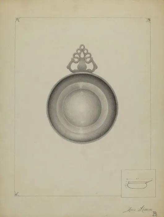 Framed Print : Pewter Porringer, 1935 / 1942. Creator: Louis Annino Framed Print : Pewter Porringer, 1935 / 1942. Creator: Louis Annino