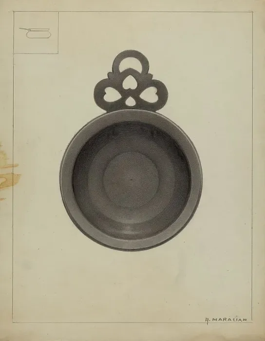 Framed Print : Pewter Porringer, c. 1936. Creator: Arsen Maralian Framed Print : Pewter Porringer, c. 1936. Creator: Arsen Maralian