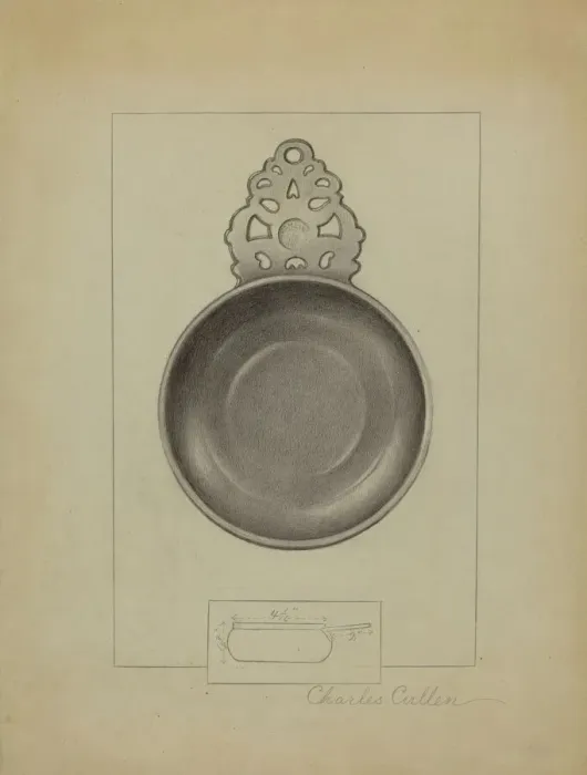 Framed Print : Pewter Porringer, c. 1936. Creator: Charles Cullen Framed Print : Pewter Porringer, c. 1936. Creator: Charles Cullen