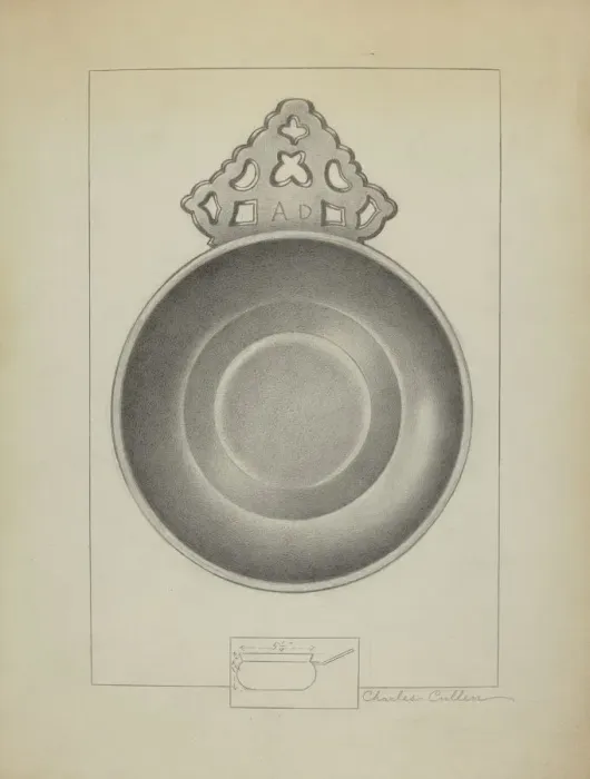 Framed Print : Pewter Porringer, c. 1936. Creator: Charles Cullen Framed Print : Pewter Porringer, c. 1936. Creator: Charles Cullen
