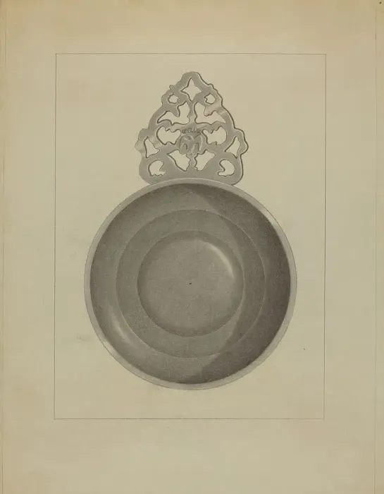 Framed Print : Pewter Porringer, c. 1936. Creator: Eugene Barrell Framed Print : Pewter Porringer, c. 1936. Creator: Eugene Barrell