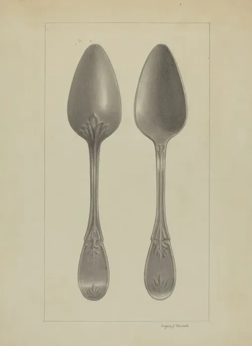 Framed Print : Pewter Spoon, c. 1936. Creator: Eugene Barrell Framed Print : Pewter Spoon, c. 1936. Creator: Eugene Barrell