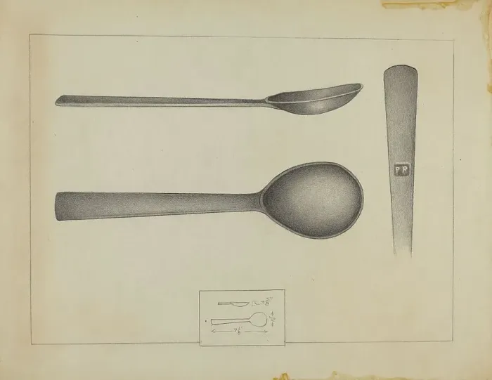 Framed Print : Pewter Spoon, c. 1936. Creator: Karl Joubert Framed Print : Pewter Spoon, c. 1936. Creator: Karl Joubert