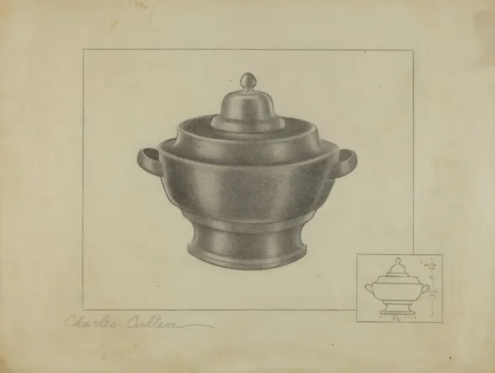 Framed Print : Pewter Sugar Bowl, 1935 / 1942. Creator: Charles Cullen Framed Print : Pewter Sugar Bowl, 1935 / 1942. Creator: Charles Cullen