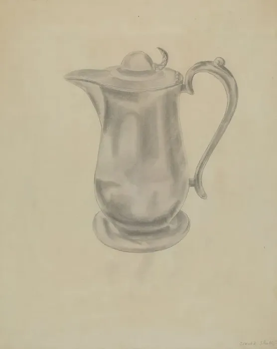 Framed Print : Pewter Syrup Pitcher, c. 1936. Creator: Donald Streeter Framed Print : Pewter Syrup Pitcher, c. 1936. Creator: Donald Streeter