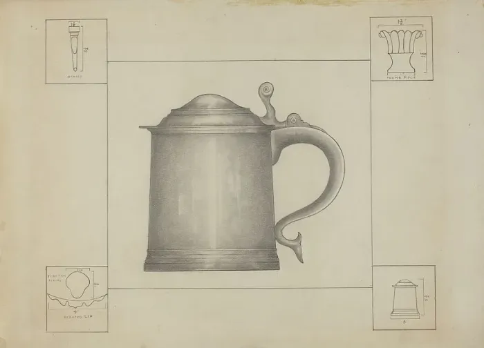 Framed Print : Pewter Tankard, c. 1936. Creator: Henry Meyers Framed Print : Pewter Tankard, c. 1936. Creator: Henry Meyers