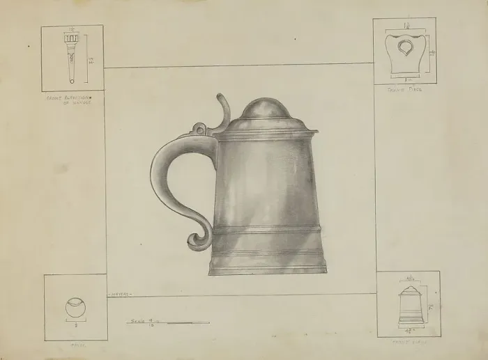 Framed Print : Pewter Tankard, c. 1936. Creator: Henry Meyers Framed Print : Pewter Tankard, c. 1936. Creator: Henry Meyers