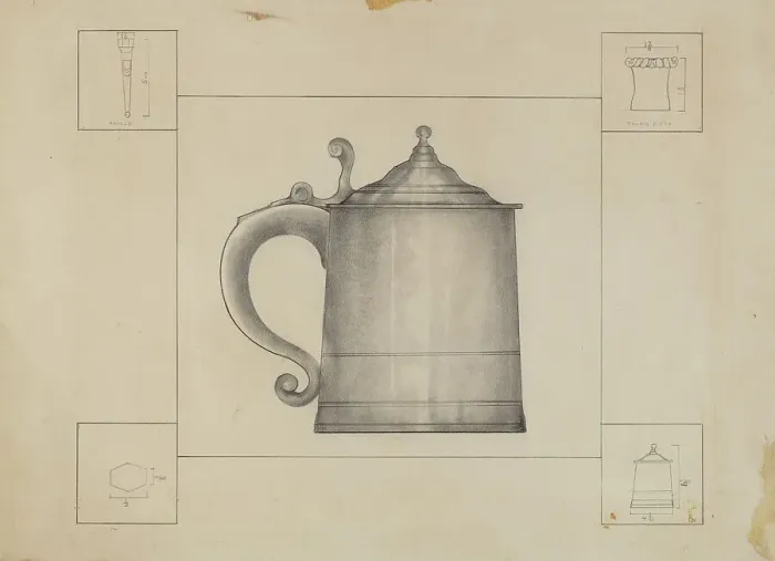 Framed Print : Pewter Tankard, c. 1936. Creator: Henry Meyers Framed Print : Pewter Tankard, c. 1936. Creator: Henry Meyers