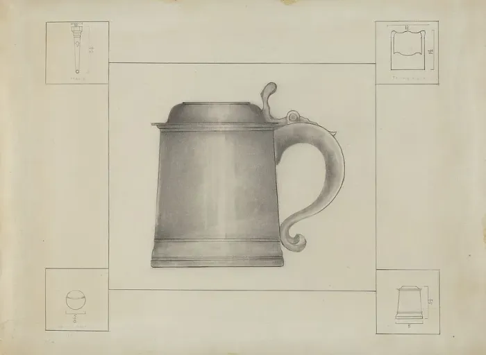 Framed Print : Pewter Tankard, c. 1936. Creator: Henry Meyers Framed Print : Pewter Tankard, c. 1936. Creator: Henry Meyers