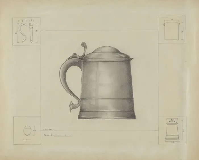 Framed Print : Pewter Tankard, c. 1936. Creator: Henry Meyers Framed Print : Pewter Tankard, c. 1936. Creator: Henry Meyers