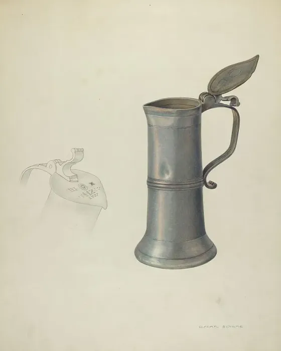 Framed Print : Pewter Tankard, c. 1941. Creator: Oscar Bluhme Framed Print : Pewter Tankard, c. 1941. Creator: Oscar Bluhme