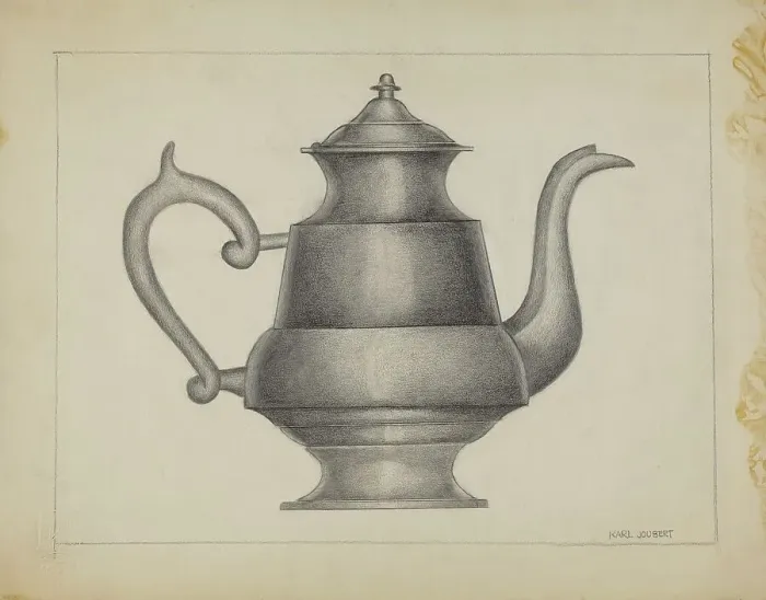Framed Print : Pewter Teapot, 1935 / 1942. Creator: Karl Joubert Framed Print : Pewter Teapot, 1935 / 1942. Creator: Karl Joubert
