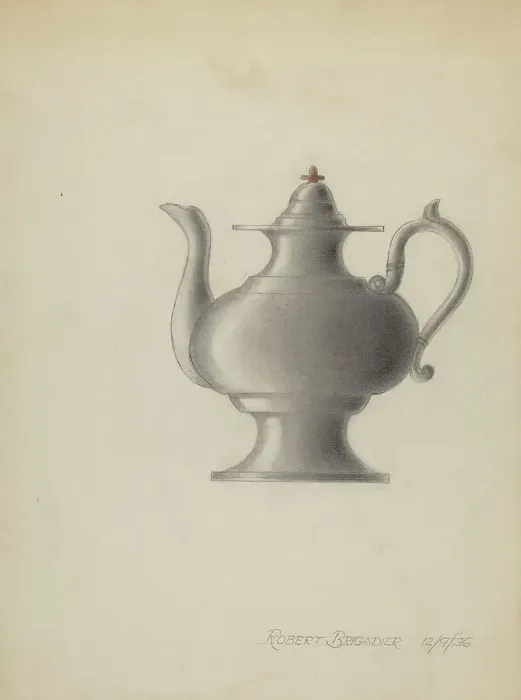 Framed Print : Pewter Teapot, 1936. Creator: Robert Brigadier Framed Print : Pewter Teapot, 1936. Creator: Robert Brigadier