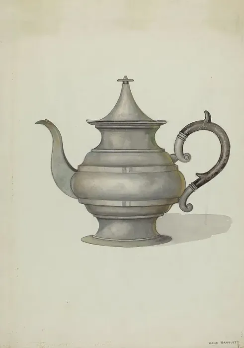Framed Print : Pewter Teapot, c. 1937. Creator: Dana Bartlett