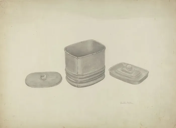 Framed Print : Pewter Tobacco Jar, c. 1941. Creator: Ardella Watkins Framed Print : Pewter Tobacco Jar, c. 1941. Creator: Ardella Watkins
