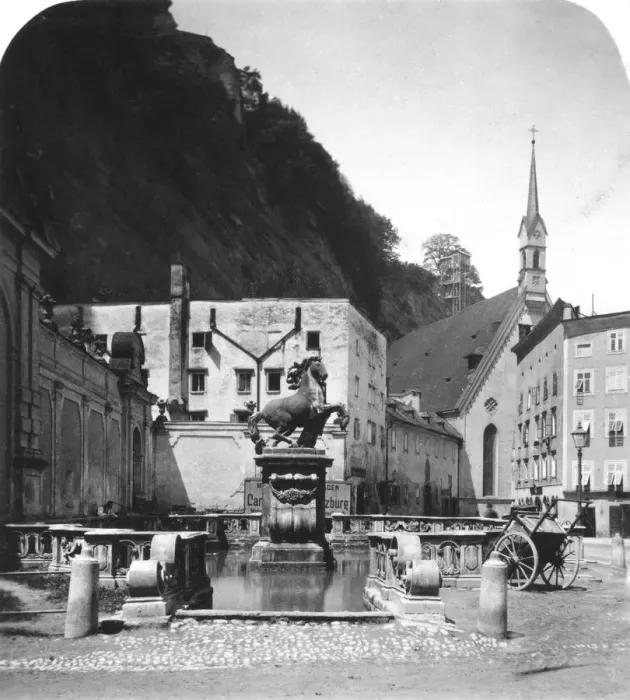 Framed Print : The Pferdeschwemme (horse well), Salzburg, Austria, c1900s. Artist: Wurthle & Sons Framed Print : The Pferdeschwemme (horse well), Salzburg, Austria, c1900s. Artist: Wurthle & Sons