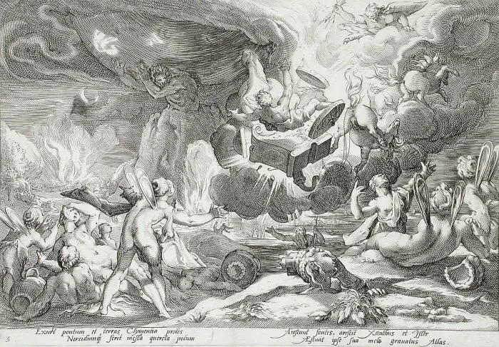 Framed Print : Phaeton Driving the Chariot to the Sun, published 1590. Creator: Hendrik Goltzius Framed Print : Phaeton Driving the Chariot to the Sun, published 1590. Creator: Hendrik Goltzius