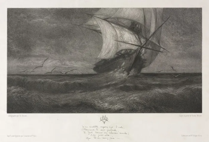 Framed Print : The Phantom Ship, or On the Waves, 1872. Creator: Theophile Narcisse Chauvel (French Framed Print : The Phantom Ship, or On the Waves, 1872. Creator: Theophile Narcisse Chauvel (French