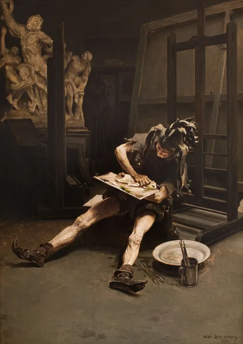 Framed Print : Phantoms in the Studio-Irony, between 1883 and 1885. Creator: Piotr Stachiewicz