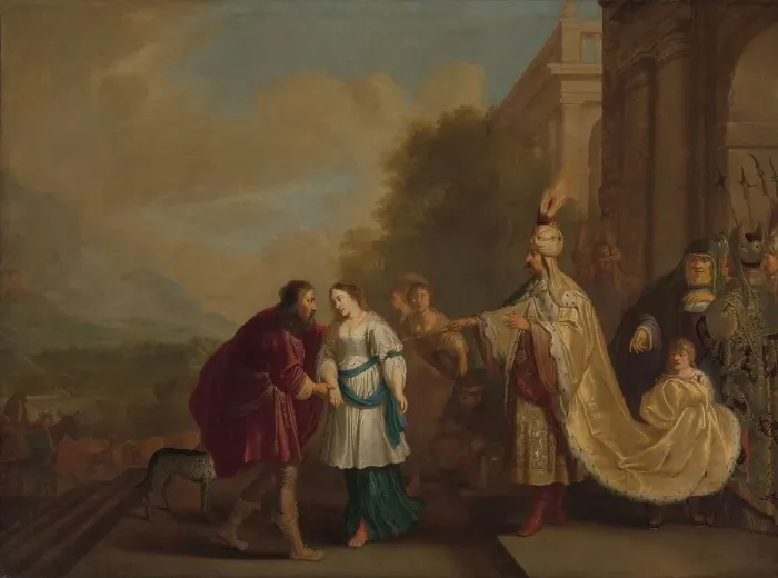 Framed Print : Pharaoh Gives Sarah Back to Abraham, 1640. Creator: Isaac Isaacsz Framed Print : Pharaoh Gives Sarah Back to Abraham, 1640. Creator: Isaac Isaacsz