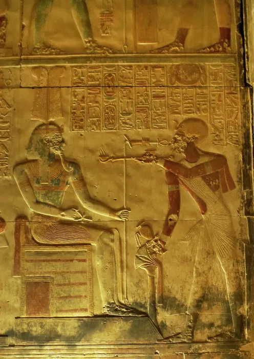 Framed Print : Pharaoh making offering of incense before a god, Temple of Seti I, Abydos, Egypt, New Kingdom (2003) Creator: LTL Framed Print : Pharaoh making offering of incense before a god, Temple of Seti I, Abydos, Egypt, New Kingdom (2003) Creator: LTL