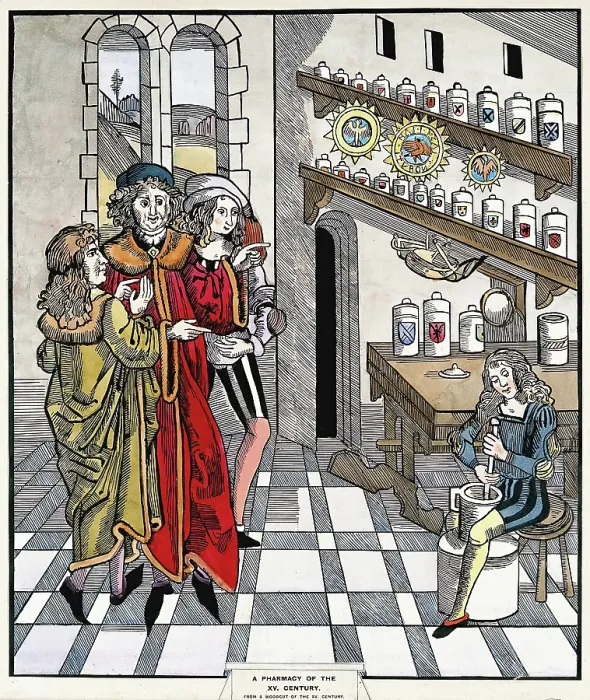 Framed Print : A pharmacy: interior. Creator: Unknown Framed Print : A pharmacy: interior. Creator: Unknown