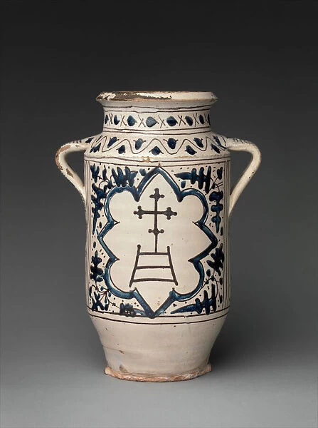 Pharmacy Jar with the Arms of the Hospital of Santa Maria della Scala, Italian, 1425-50