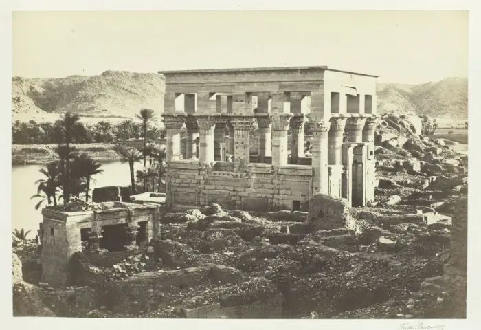 Framed Print : Pharoahs Bed, Philae, from the Great Temple, 1857. Creator: Francis Frith Framed Print : Pharoahs Bed, Philae, from the Great Temple, 1857. Creator: Francis Frith