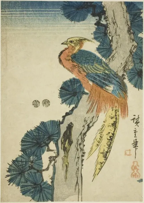 Framed Print : Pheasant and pine tree, c. 1847 / 52. Creator: Ando Hiroshige Framed Print : Pheasant and pine tree, c. 1847 / 52. Creator: Ando Hiroshige