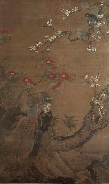 Pheasants and camellias, 1700-1800. Creator: Unknown
