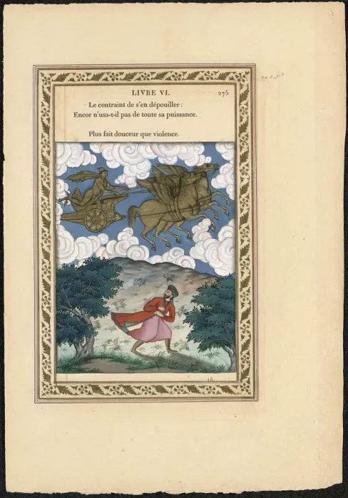 Framed Print : Phe?bus et Bore?e (Phoebus and Boreas), 1837-1839. Creator: Imam Bakhsh Lahori (active 1830s-1840s) Framed Print : Phe?bus et Bore?e (Phoebus and Boreas), 1837-1839. Creator: Imam Bakhsh Lahori (active 1830s-1840s)