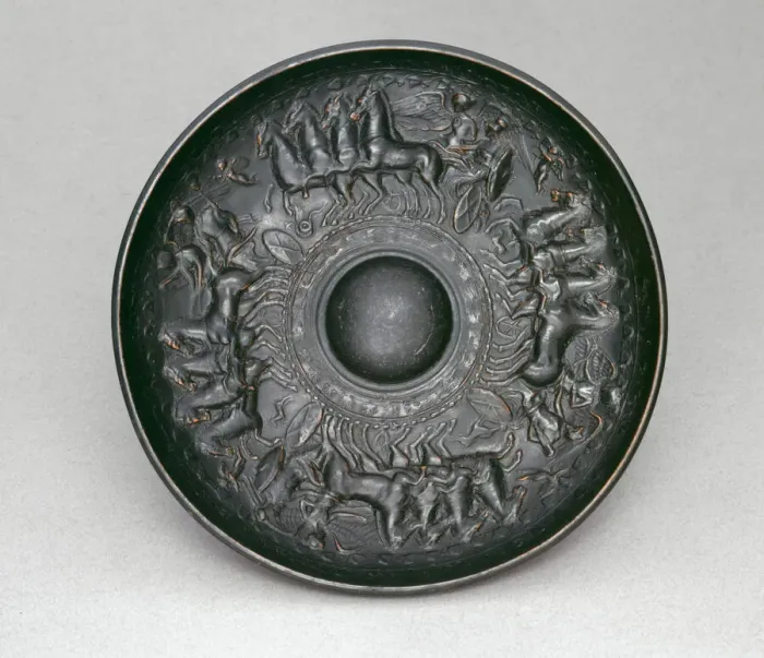 Framed Print : Phiale (Shallow Bowl for Pouring Ritual Libations), 300-250 BCE. Creator: Unknown Framed Print : Phiale (Shallow Bowl for Pouring Ritual Libations), 300-250 BCE. Creator: Unknown