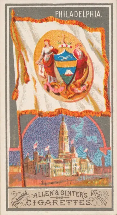 Framed Print : Philadelphia, from the City Flags series (N6) for Allen & Ginter Cigarettes Brands Framed Print : Philadelphia, from the City Flags series (N6) for Allen & Ginter Cigarettes Brands