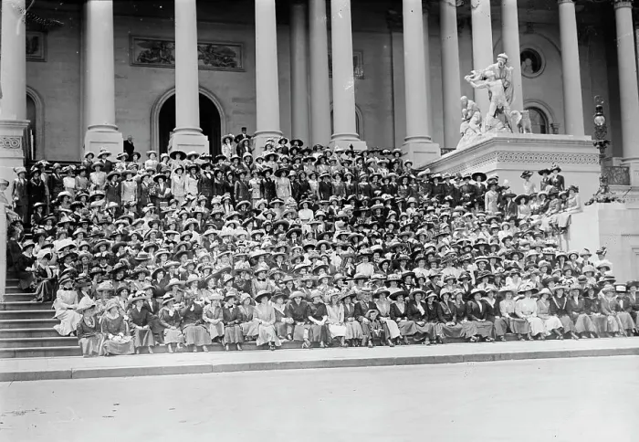 Framed Print : Philadelphia Teachers on Capitol Steps, Washington, D.C. 1911. Creator: Bain News Service