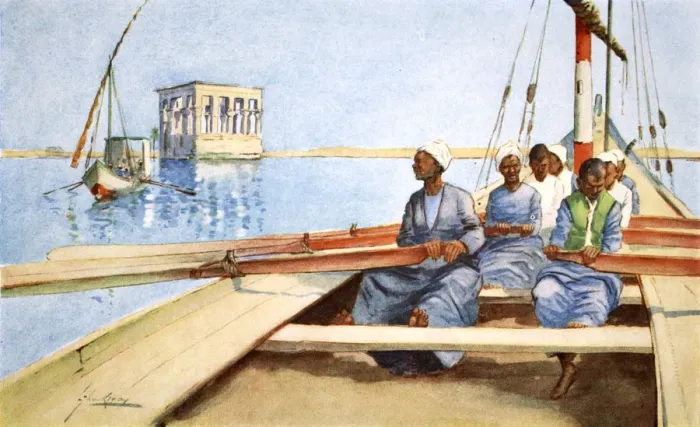 Framed Print : To Philae in a Felucca, 1908. Artist: Lance Thackeray Framed Print : To Philae in a Felucca, 1908. Artist: Lance Thackeray